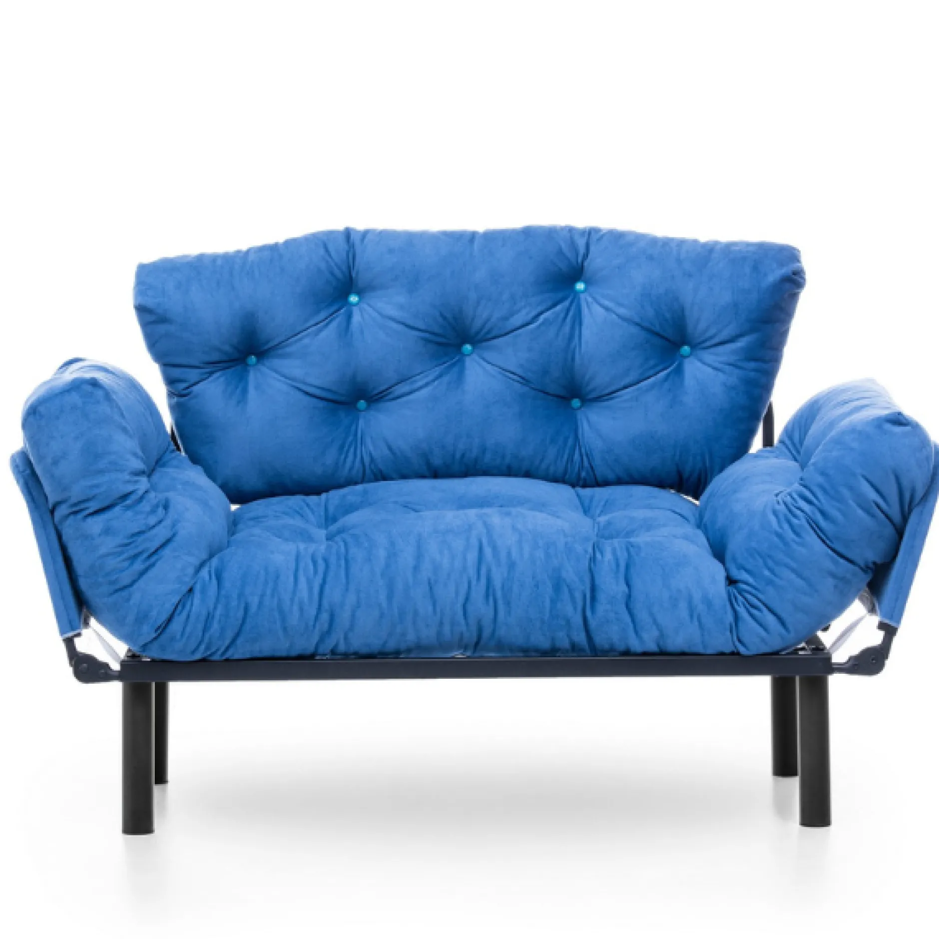 Nitta 2-Sitzer-Schlafsofa | Metallrahmen | Blau