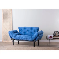 Nitta 2-Sitzer-Schlafsofa | Metallrahmen | Blau