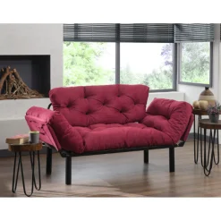 Nitta 2-Sitzer-Schlafsofa | Metallrahmen | Kastanienbraun