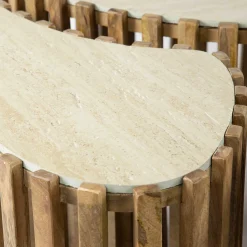 Nuovo Nierenförmiger Travertin Couchtisch Set/3
