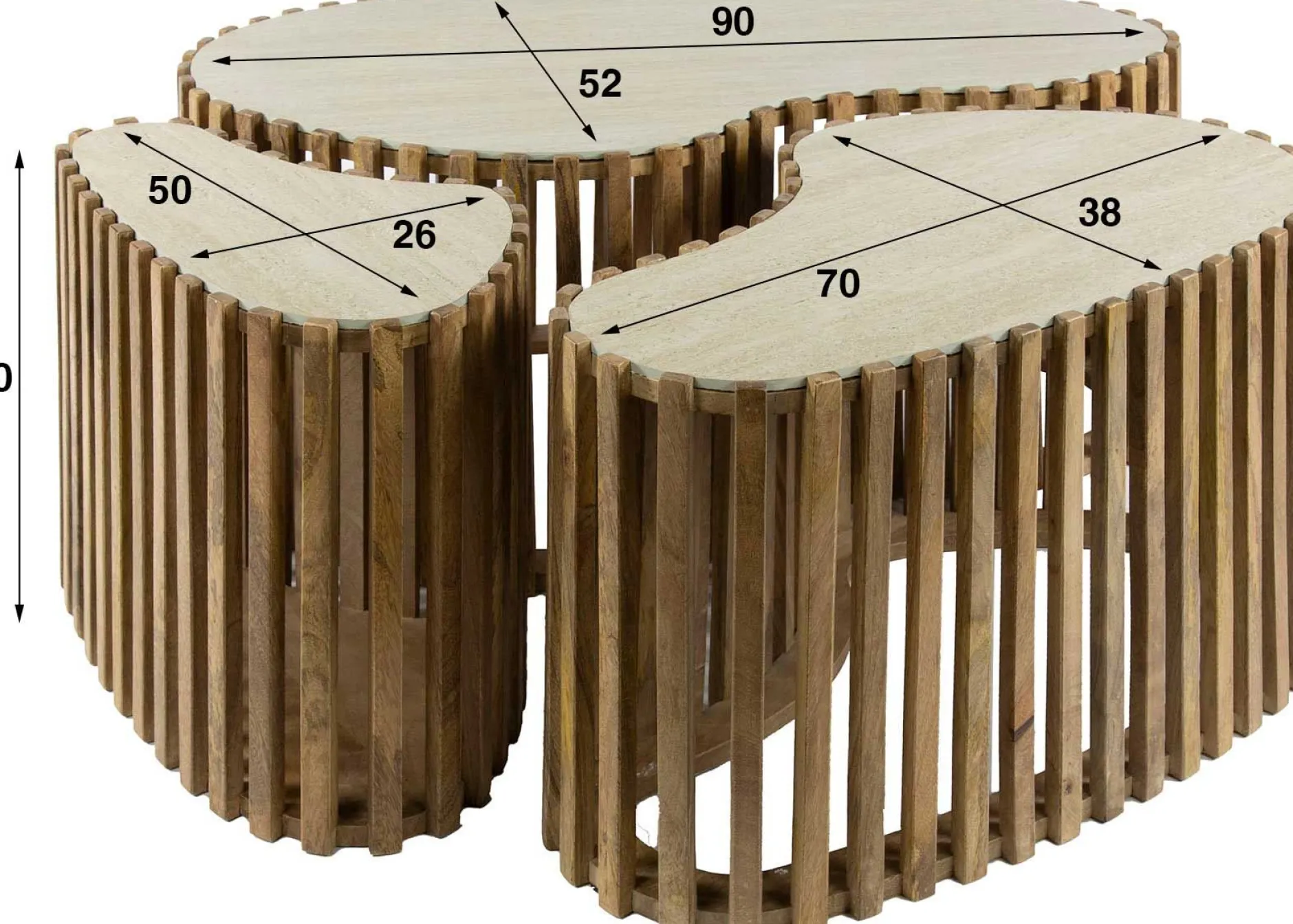 Nuovo Nierenförmiger Travertin Couchtisch Set/3