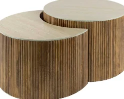 Nuovo Travertin Couchtisch 2er Set - Mangoholz massiv