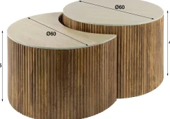 Nuovo Travertin Couchtisch 2er Set - Mangoholz massiv