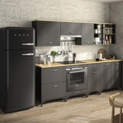 Oberschrank Manno 40cm mit Glastür - schwarz/eiche