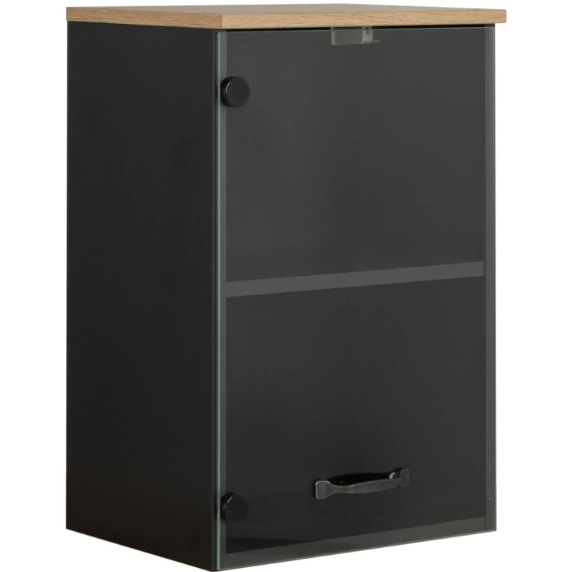 Oberschrank Manno 40cm mit Glastür - schwarz/eiche