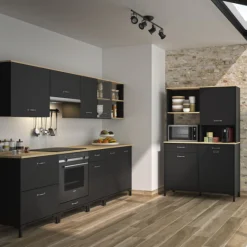 Oberschrank Manno 60cm mit 1 Tür - schwarz/eiche