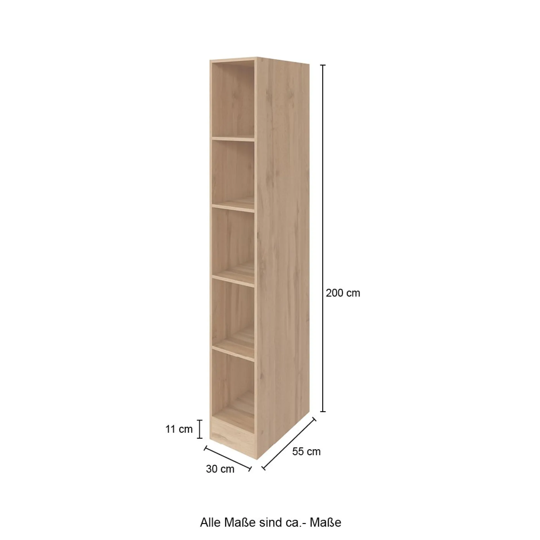 Offene Regalanlage Sorrento | 30 x 60 x 200 cm | Braun