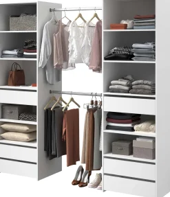 Offener Kleiderschrank Anita - 200x50x200cm - 6 Schubladen - weiß