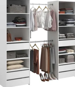 Offener Kleiderschrank Anita - 200x50x200cm - 6 Schubladen - weiß