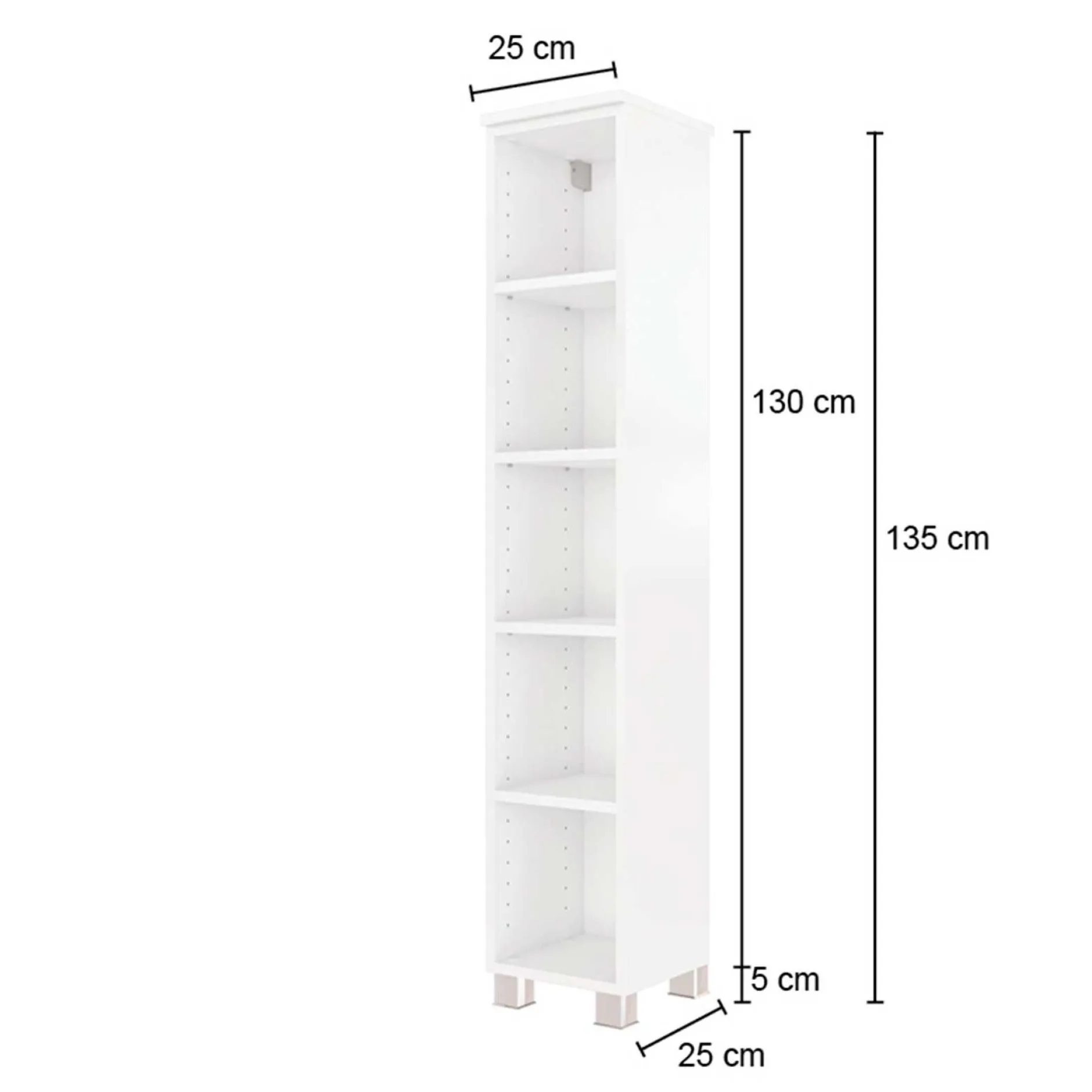 Offener Säulenschrank Gene 25cm - weiß