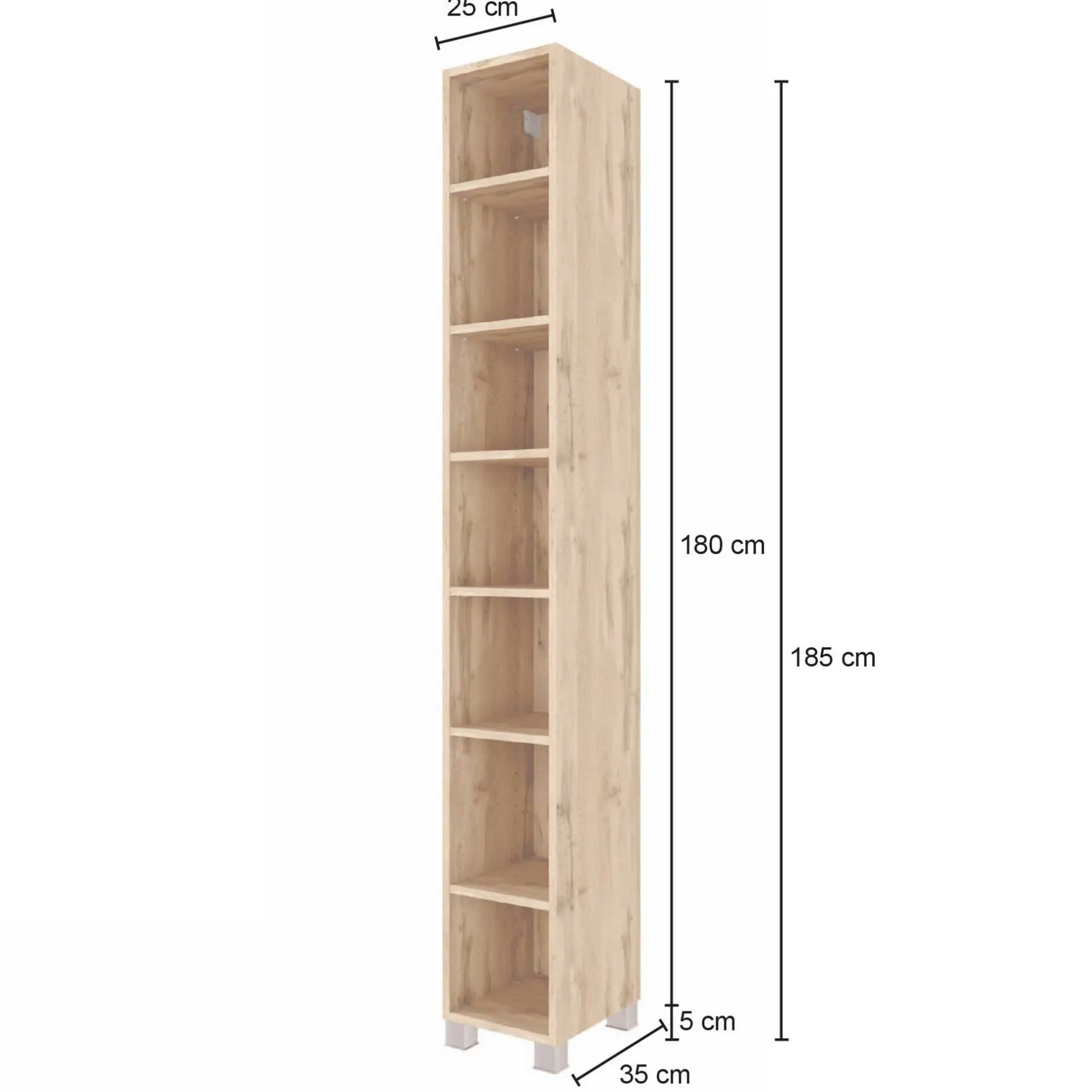 Offener Säulenschrank Sefa hoch 25cm - wotan Eiche