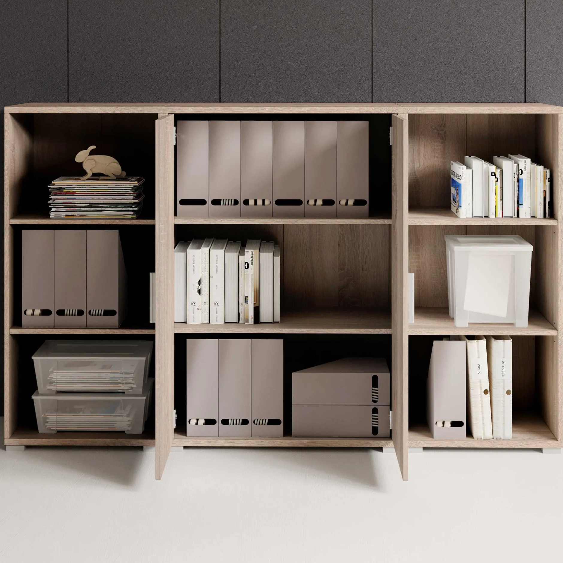 Olaph niedriges Bücherregal - Eiche