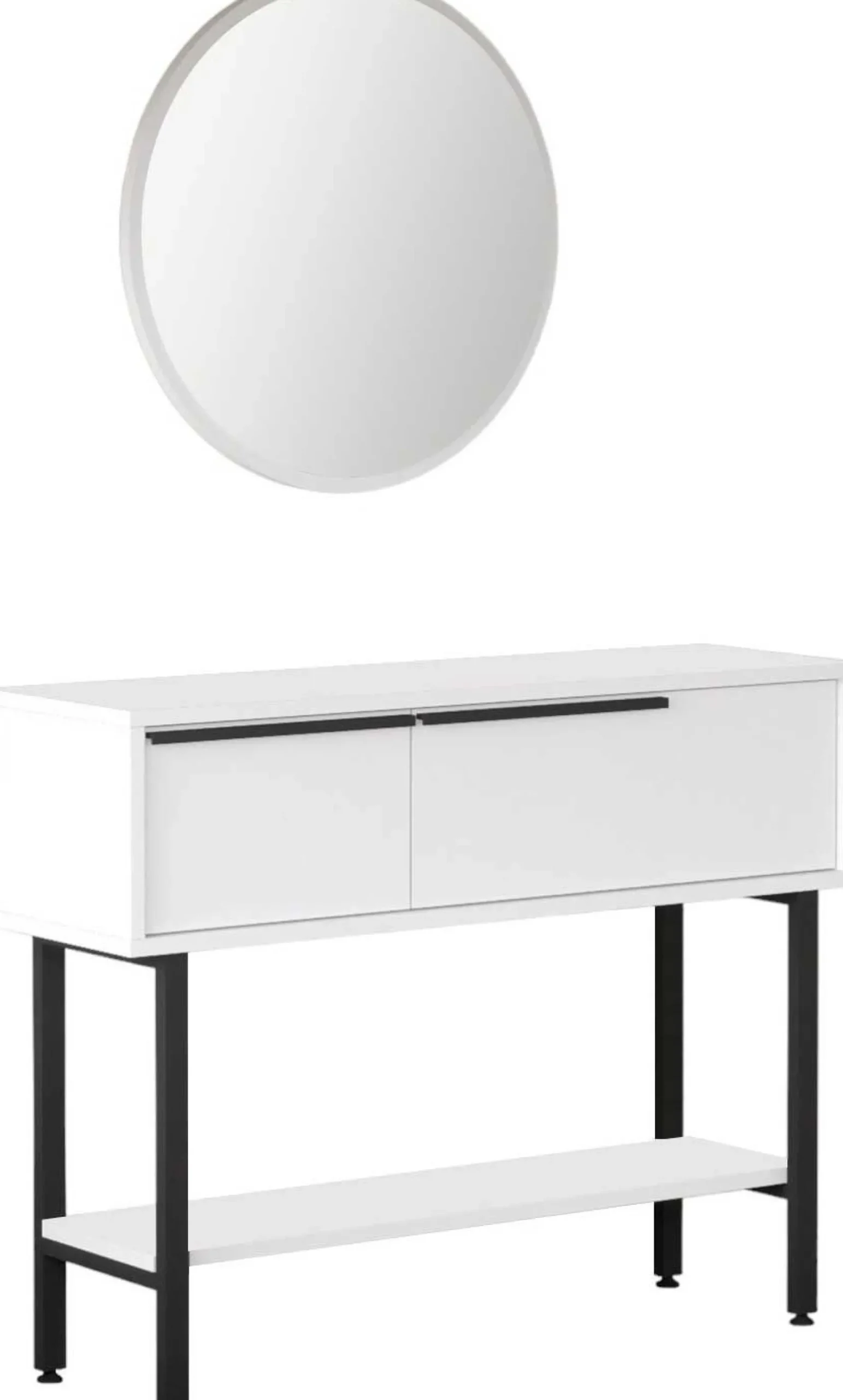 ON12 Sideboard | 100x30x76cm | mit Spiegel | Weiß