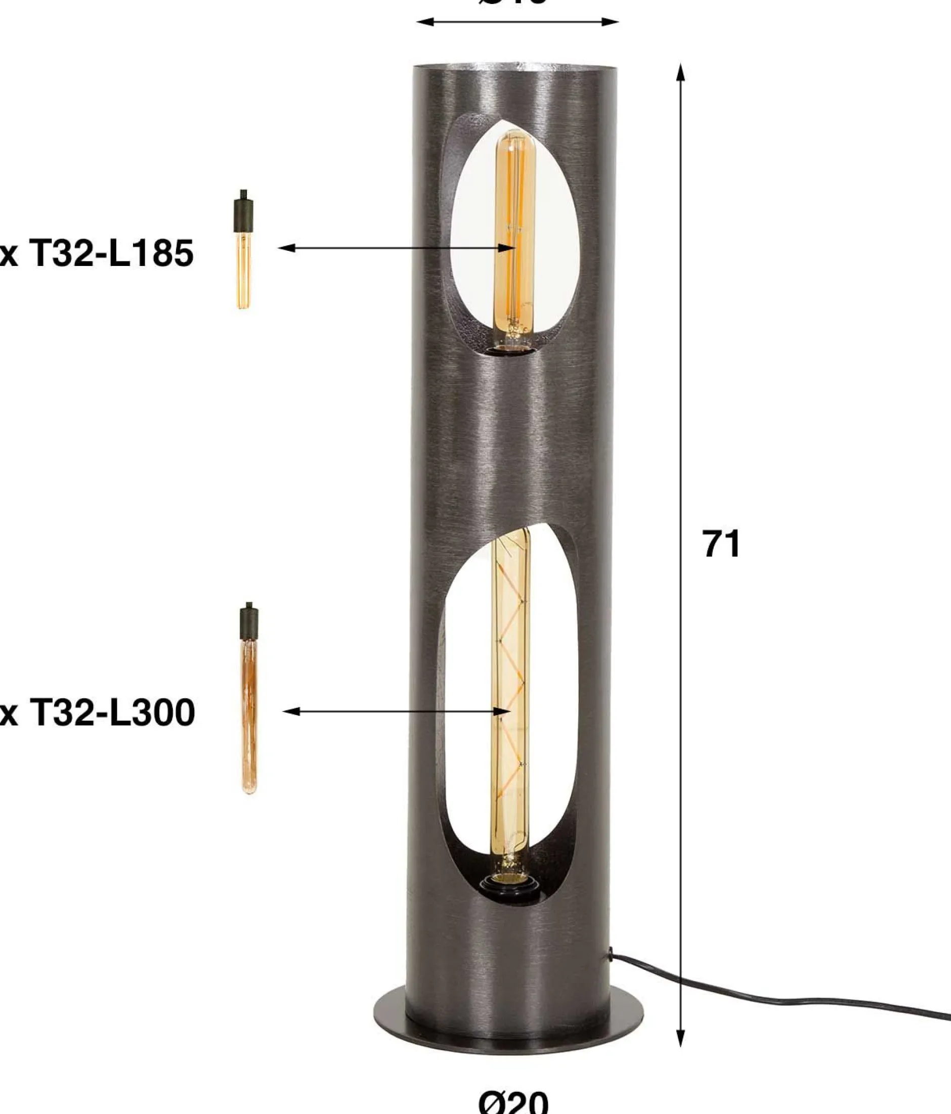 Orbit Stehleuchte 65 cm-schwarz nickel