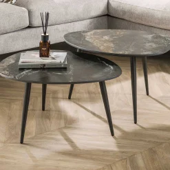 Organic Fossil Keramik Couchtisch-Set - Schwarz