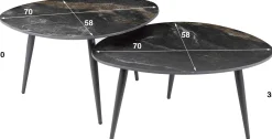 Organic Fossil Keramik Couchtisch-Set - Schwarz
