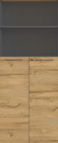 Osmond 80cm Aktenschrank mit 2 Türen und 2 offenen Fächern - Eiche/Graphit