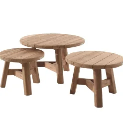 Outdoor-Couchtisch-Set Ferdi Gescova - Teakholz - 80/60/50cm - Braun