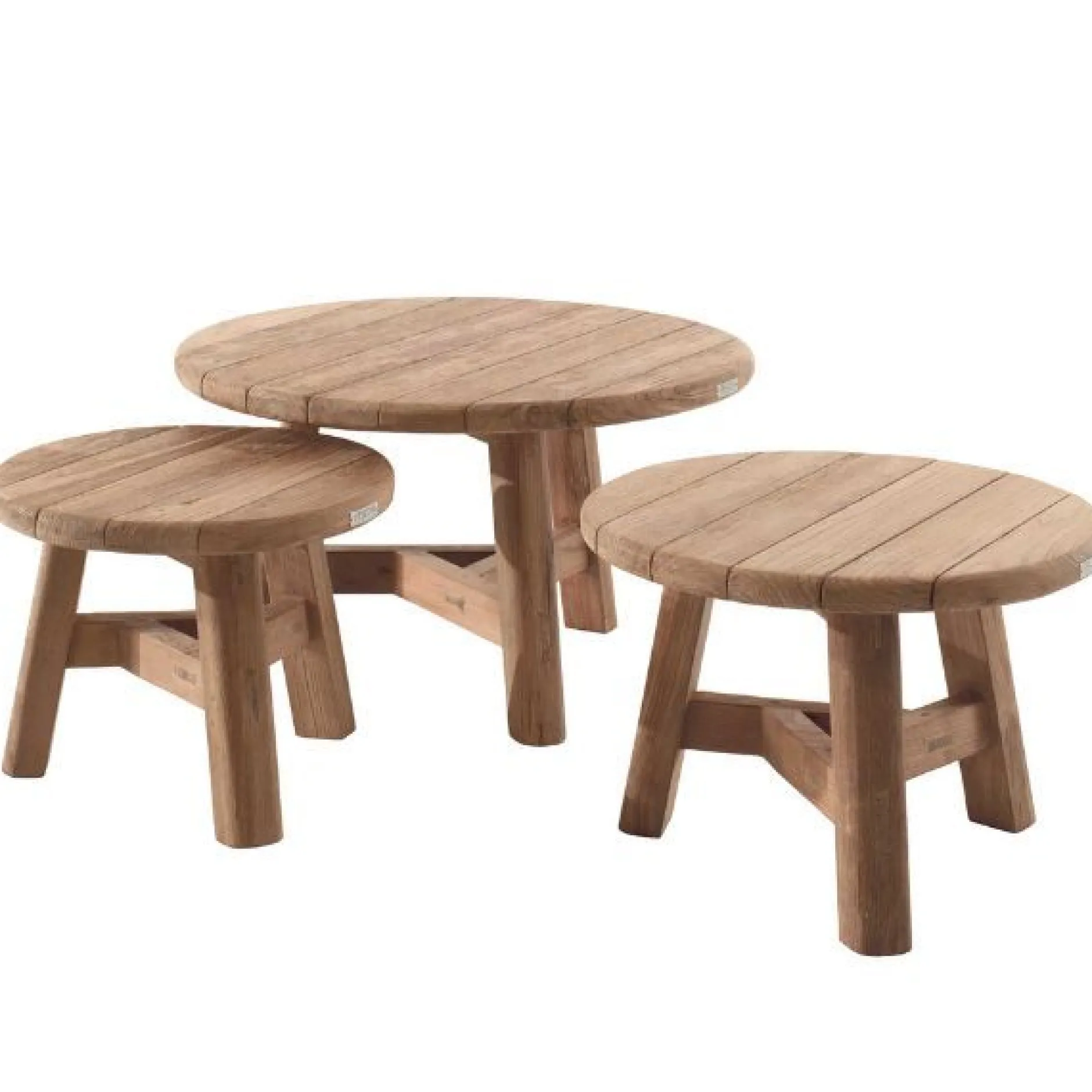 Outdoor-Couchtisch-Set Ferdi Gescova - Teakholz - 80/60/50cm - Braun