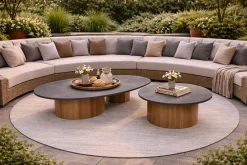 Outdoor Couchtisch Viola Gescova - Ø80 x 32 cm - Teakholz/Dunkelgrau