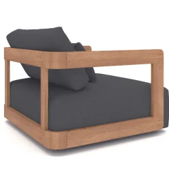 Outdoor Sessel Raphael Gescova - Teakholz und Agora Kissen - Schwarz