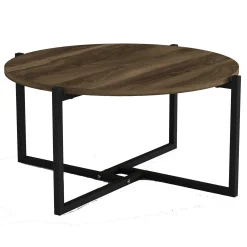 Ovaler Couchtisch Noce - 73x68x36cm - Walnussdekor/schwarz
