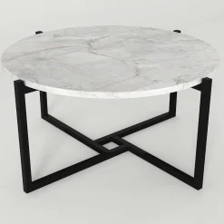 Ovaler Couchtisch Noce - 73x68x36cm - weißer Marmor
