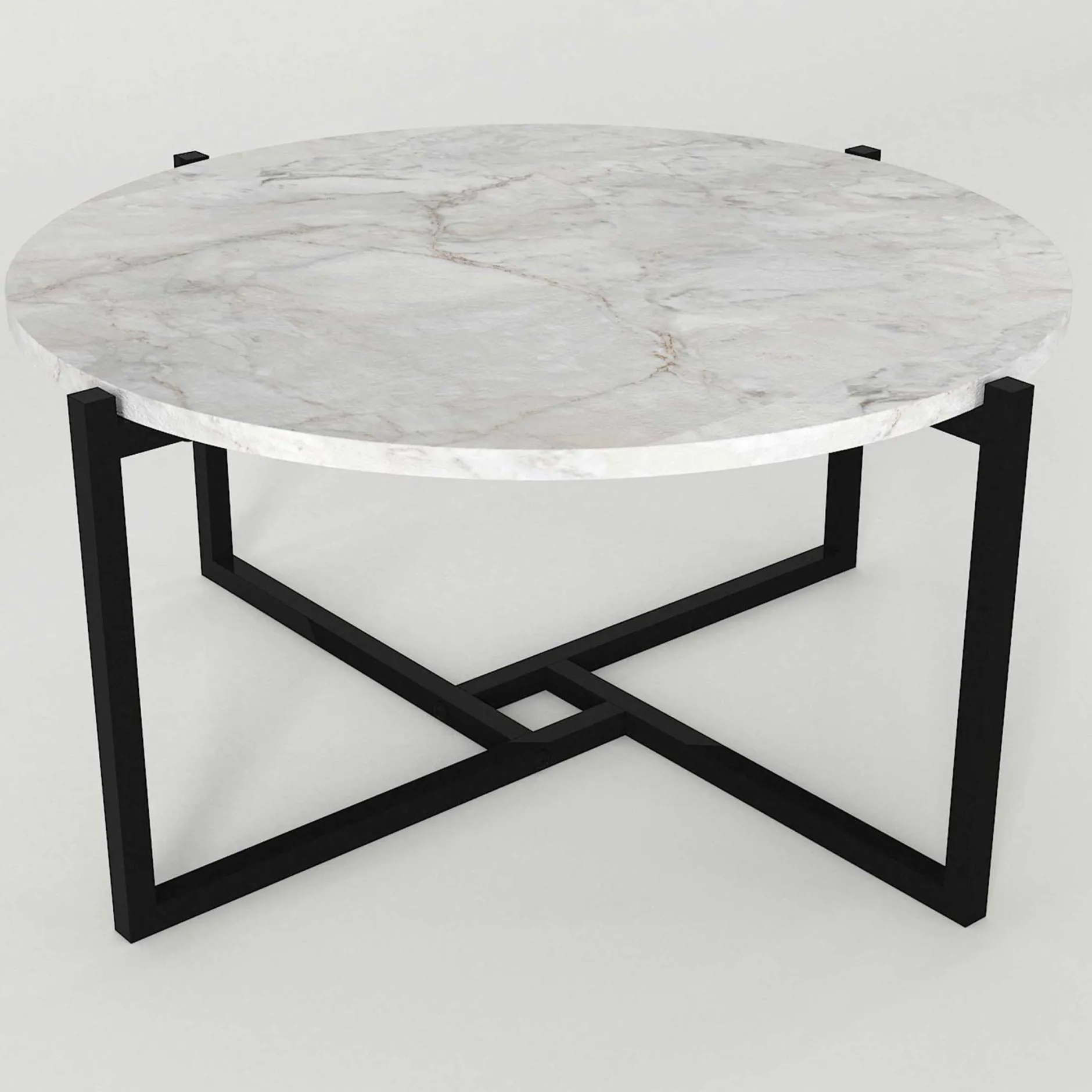 Ovaler Couchtisch Noce - 73x68x36cm - weißer Marmor