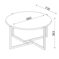 Ovaler Couchtisch Noce - 73x68x36cm - weißer Marmor
