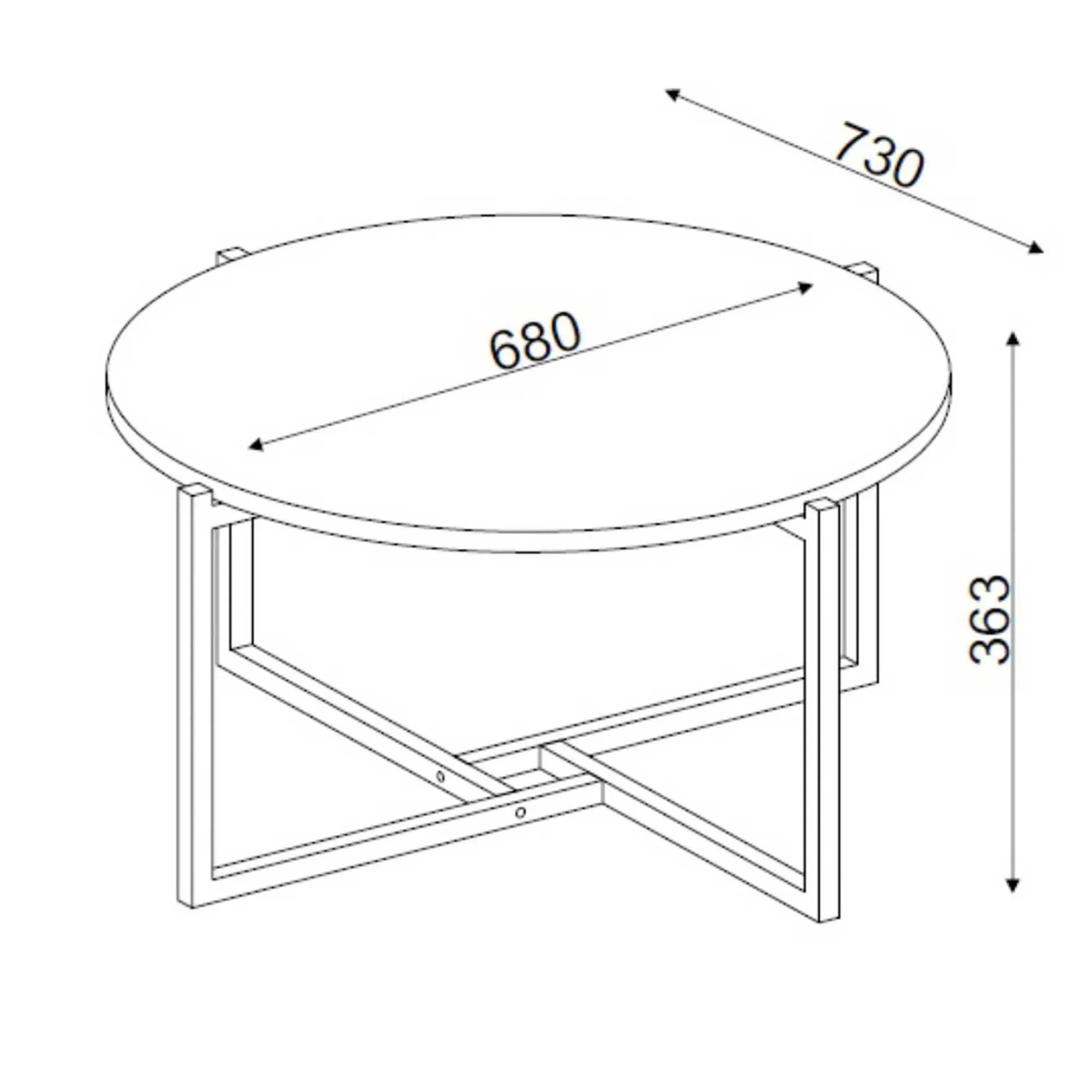 Ovaler Couchtisch Noce - 73x68x36cm - weißer Marmor