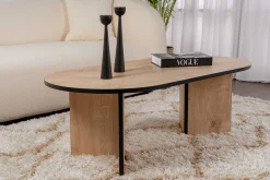 Ovaler Couchtisch Sable - 119x60x40cm - Eiche Dekor/schwarz