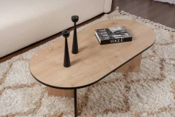 Ovaler Couchtisch Sable - 119x60x40cm - Eiche Dekor/schwarz
