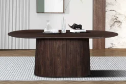 Ovaler dunkelbrauner Tisch Miguel - 200 cm | Massivholz Mango | H76 x B200 x T100 cm