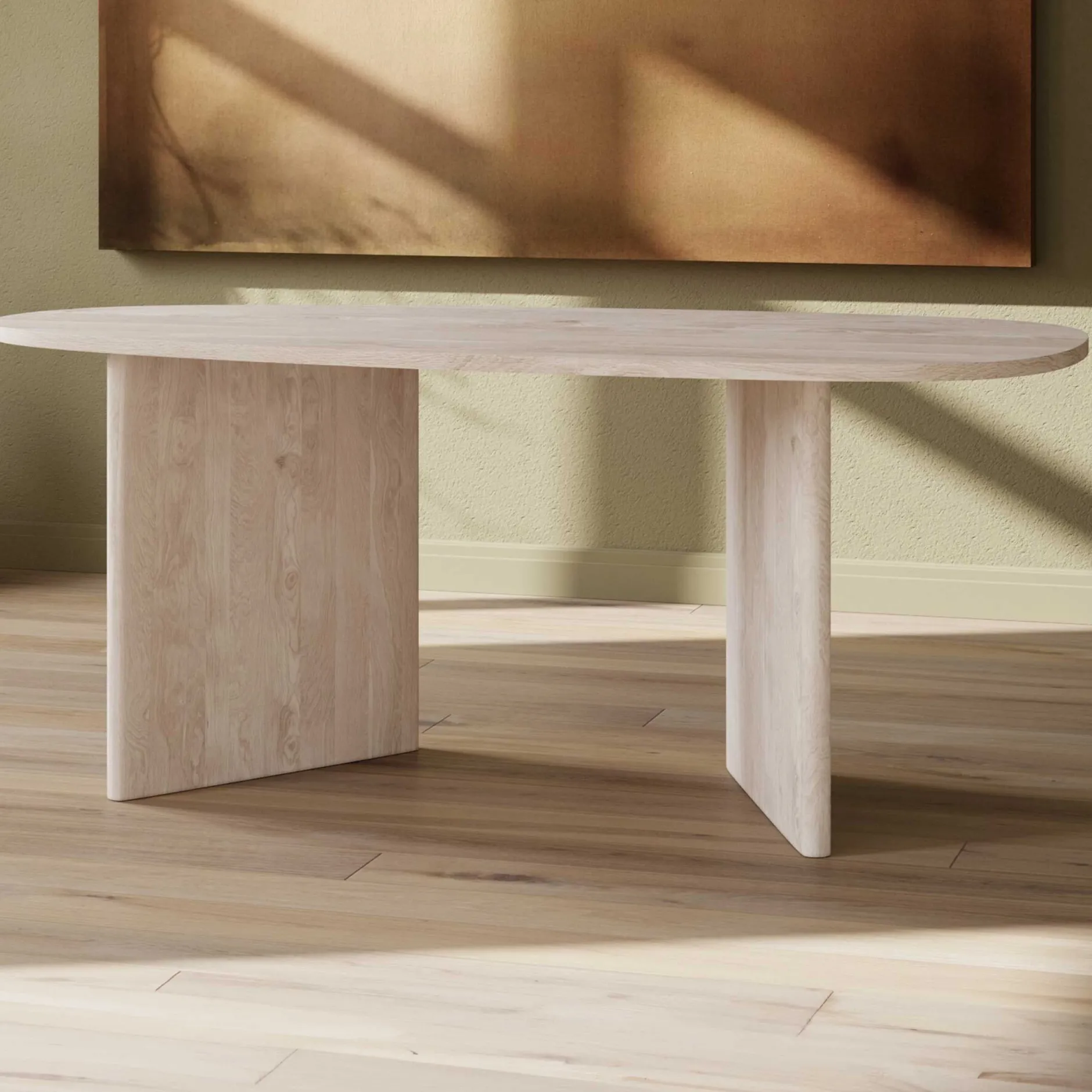 Ovaler Esstisch Grönvik MDF Natur 180x90 cm Braun
