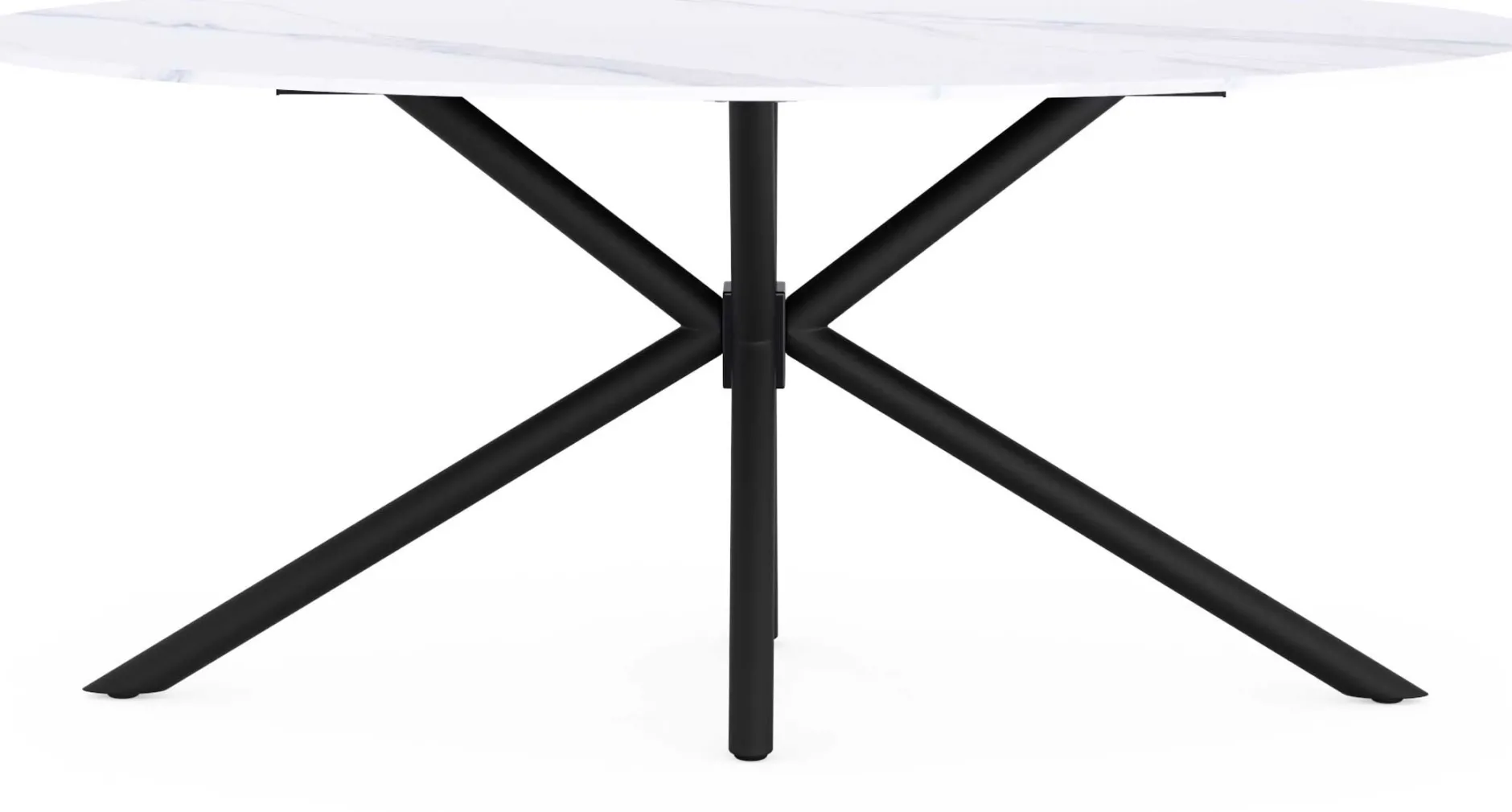 Ovaler Esstisch Matera - 180x90x75cm - Marmor/schwarz