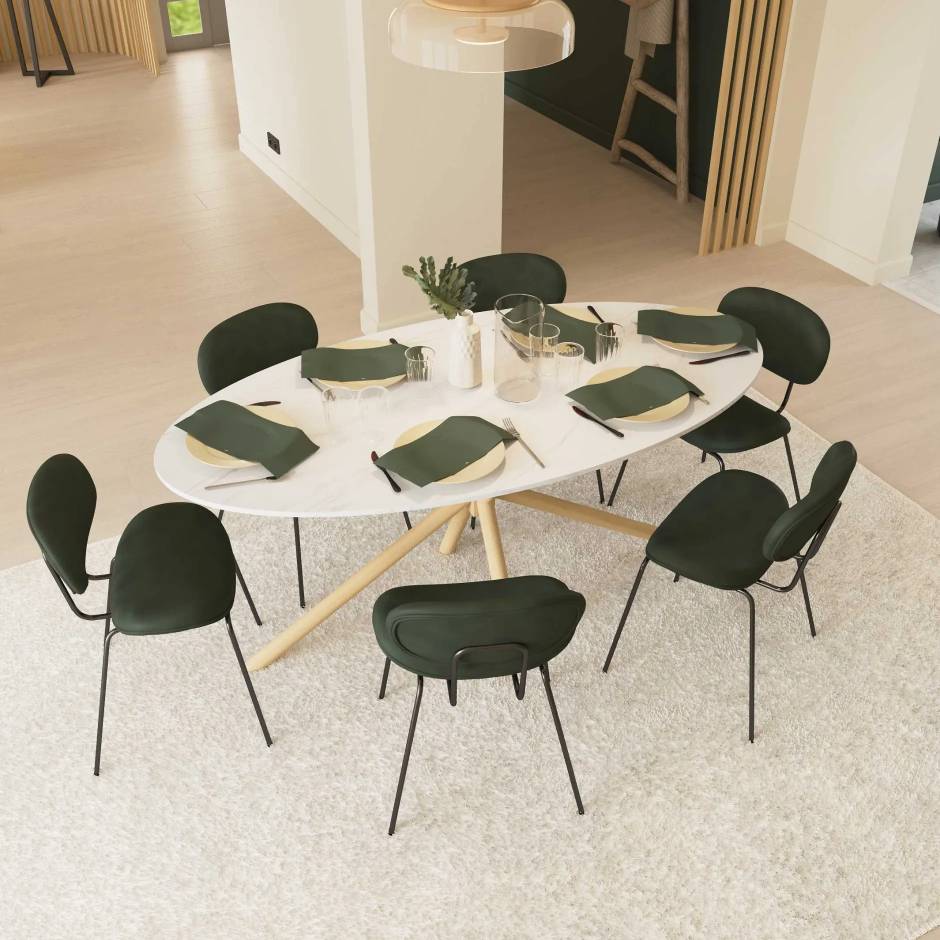 Ovaler Esstisch Stoik - 180x90x75cm - Keramik - Marmoroptik