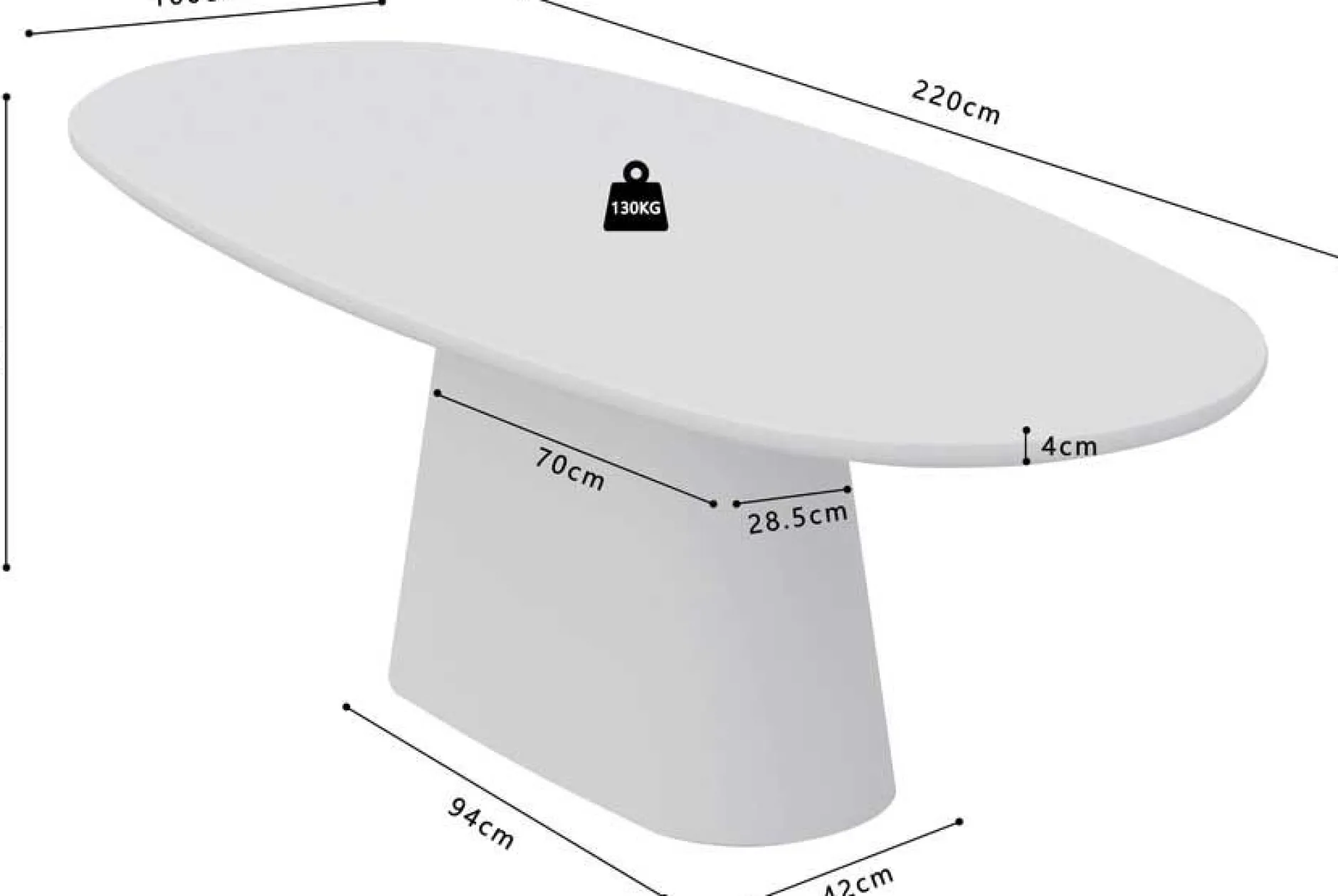 Ovaler Esstisch Tavares - 220x100x76cm - ecru