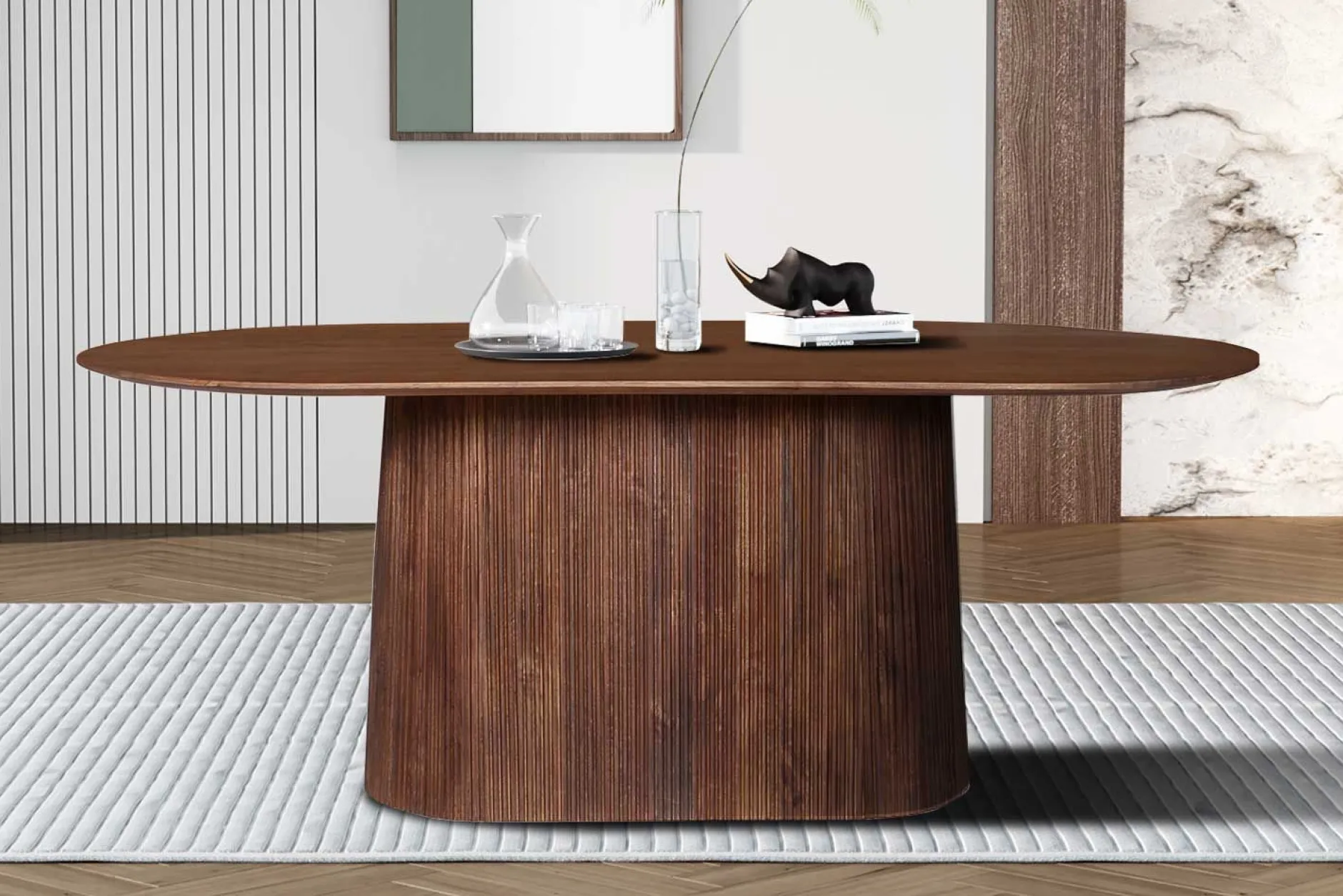 Ovaler hellbrauner Tisch Miguel - 200 cm | Massivholz Mango | H76 x B200 x T100 cm