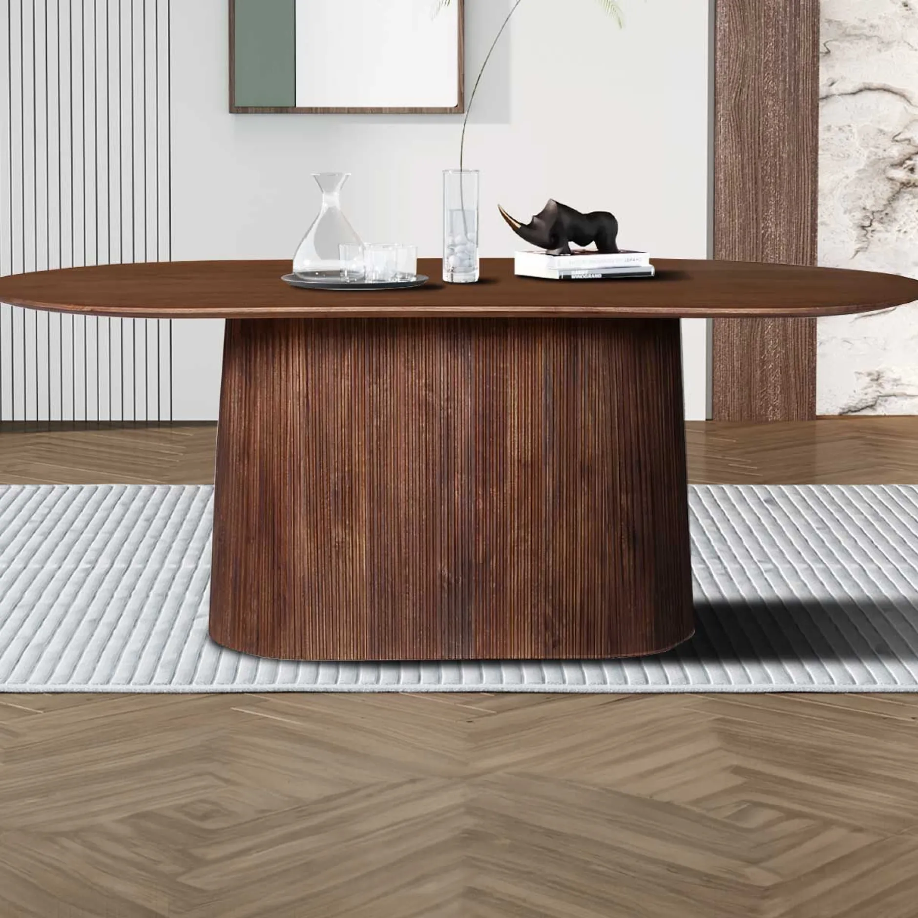 Ovaler hellbrauner Tisch Miguel - 200 cm | Massivholz Mango | H76 x B200 x T100 cm