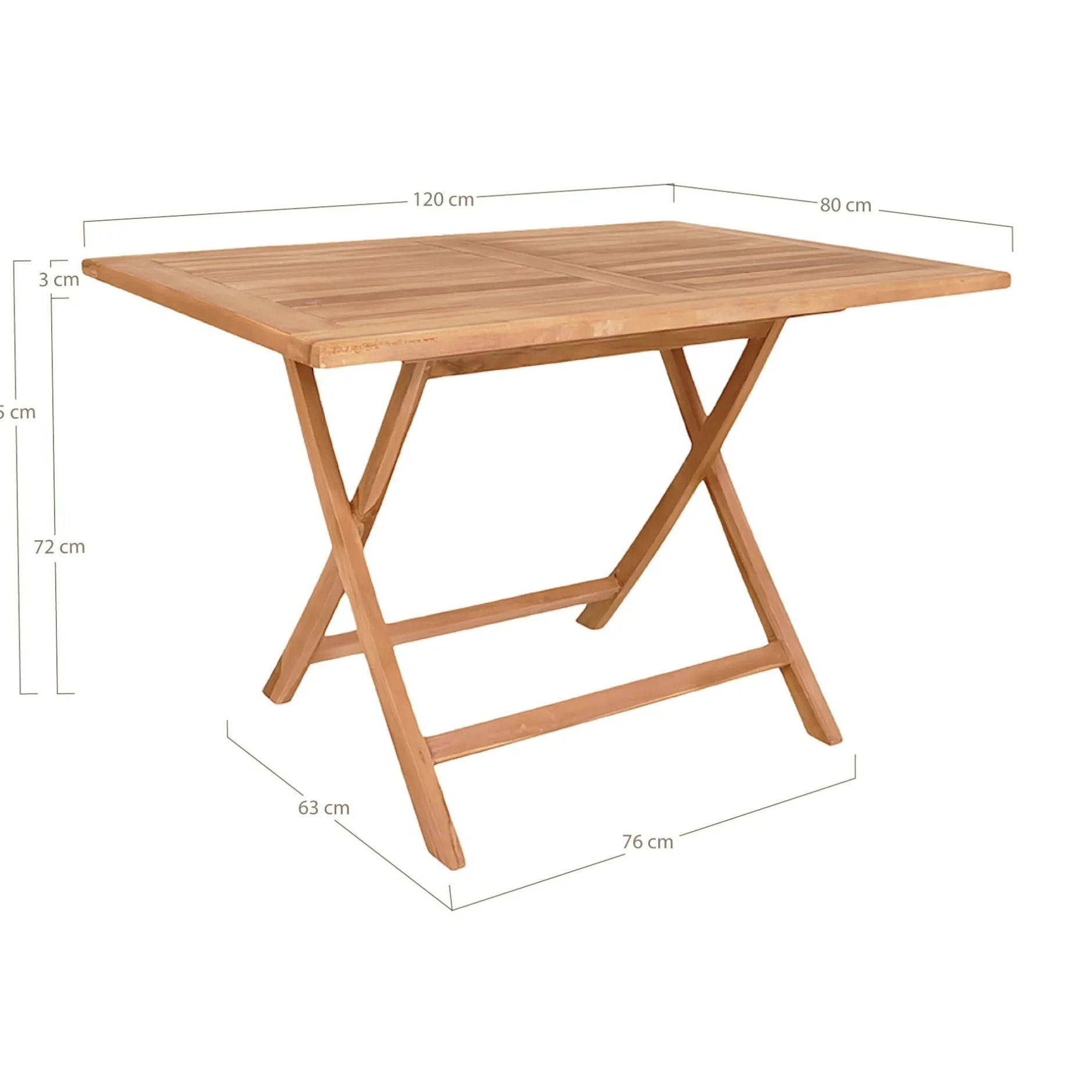Oviedo Gartentisch - 120x80x75 cm - Teakholz massiv