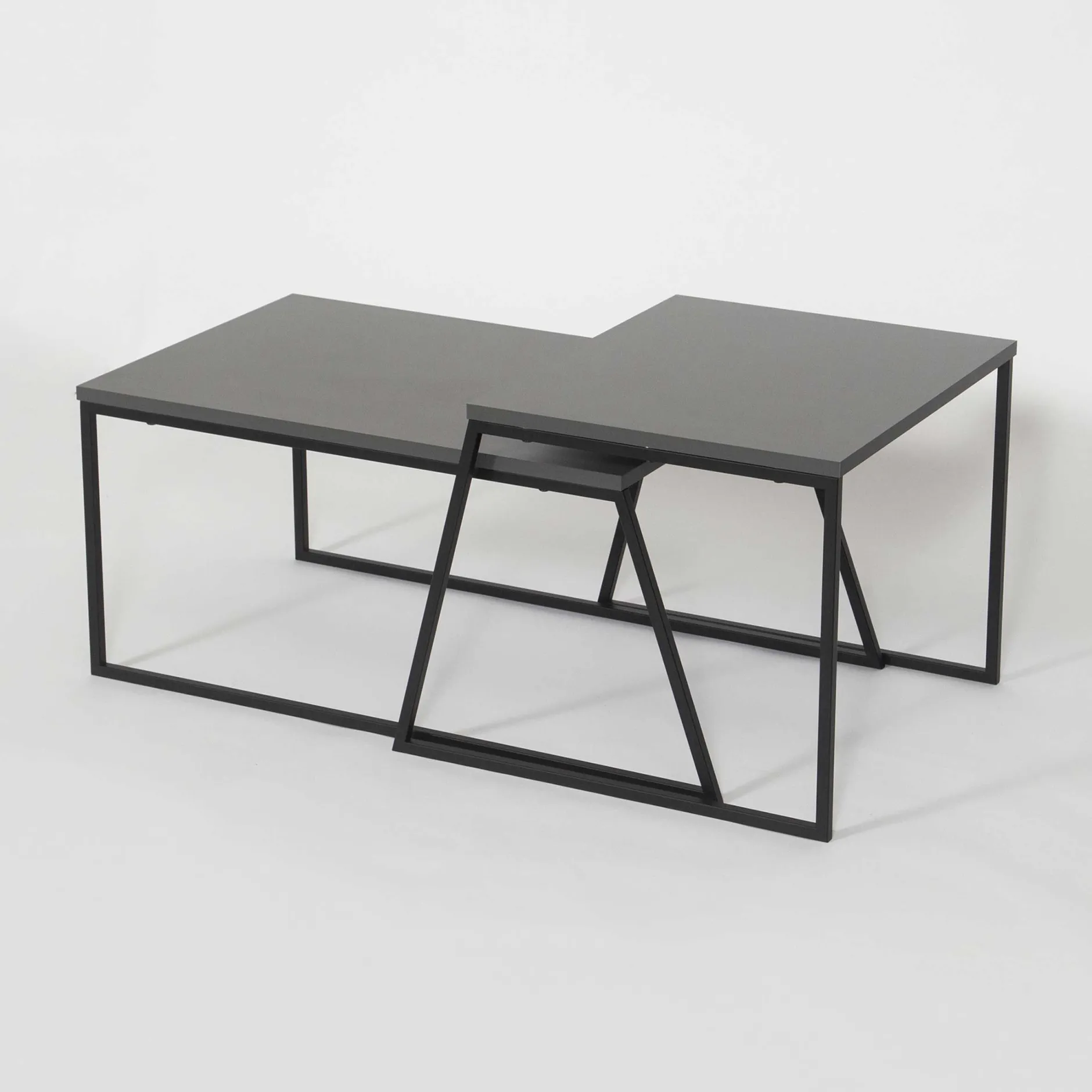 Pal Couchtisch-Set | 100 % MELAMIN | Anthrazit, Schwarz