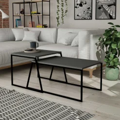 Pal Couchtisch-Set | 100 % MELAMIN | Anthrazit, Schwarz