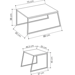 Pal Couchtisch-Set | 100 % MELAMIN | Weiß, Schwarz