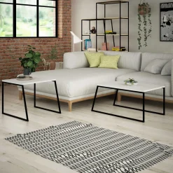 Pal Couchtisch-Set | 100 % MELAMIN | Weiß, Schwarz