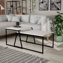 Pal Couchtisch-Set | 100 % MELAMIN | Weiß, Schwarz
