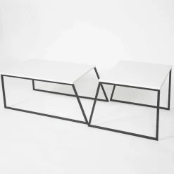 Pal Couchtisch-Set | 100 % MELAMIN | Weiß, Schwarz