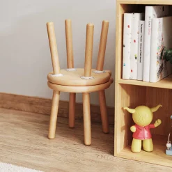 PandaKindertischset : Tisch, zwei Stühle, zwei Hocker - Bambusholz