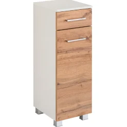 ParesBadezimmer : Spiegelschrank, Waschtischunterschrank, Hängeschränke - Eiche/Weiß
