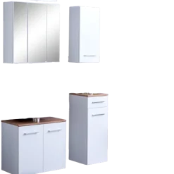 ParesBadezimmer : Spiegelschrank, Waschtischunterschrank, Hängeschränke - weiß