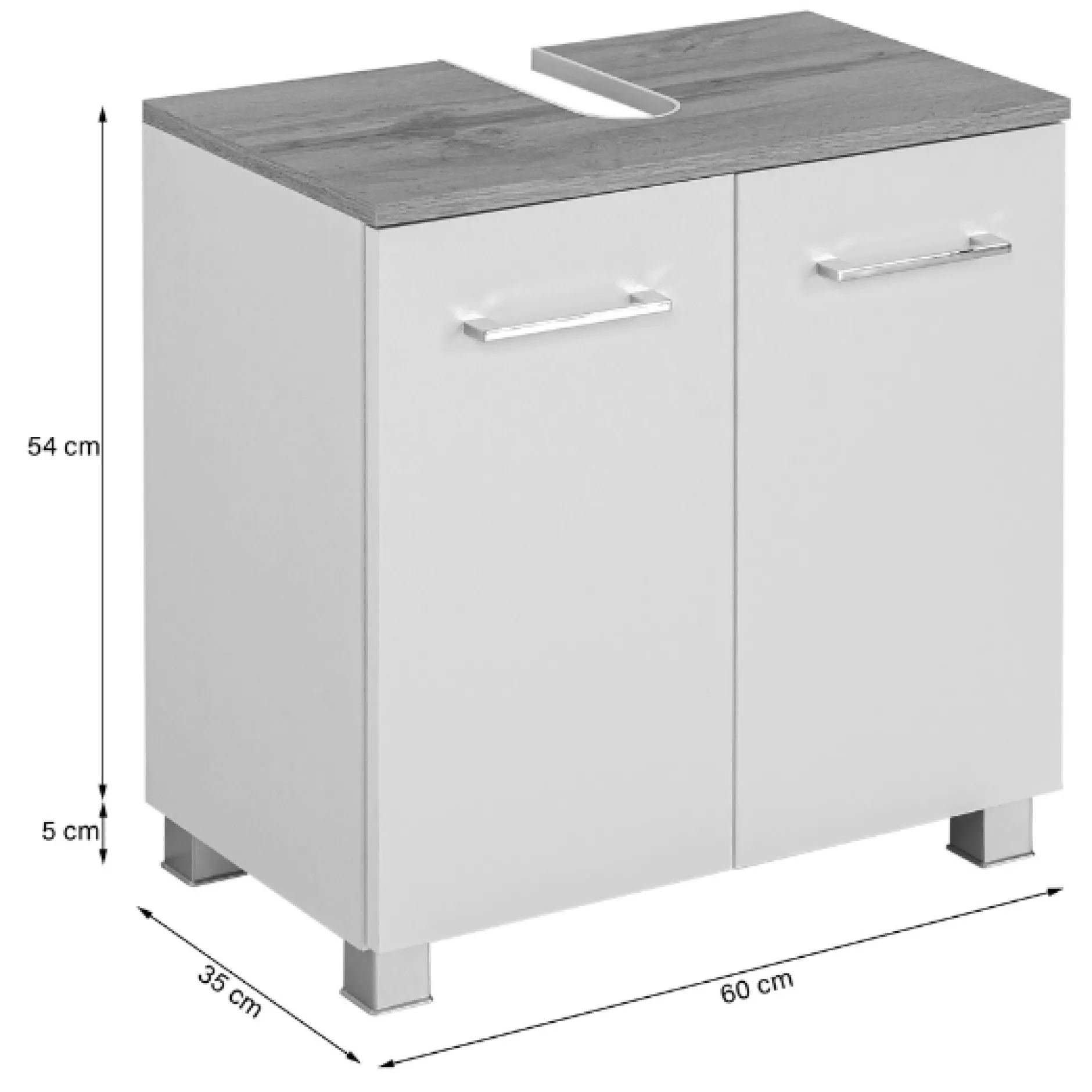 ParesBadezimmer : Spiegelschrank, Waschtischunterschrank, Hängeschränke - Graphit/Eiche